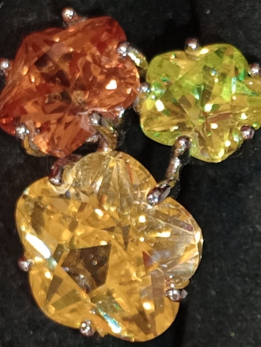 Park Lane Orange, Yellow & Green Crystal Flower Ring